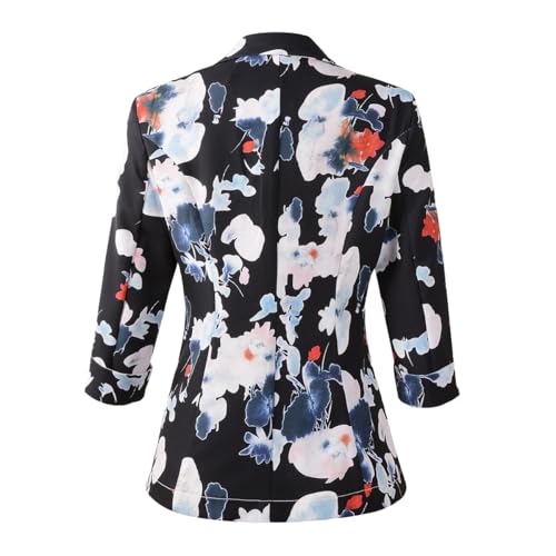 Beninos Womens Blazers 3/4 Sleeve Lightweight Office Work Blazer Jacket (1905 Black, L) - Image 3