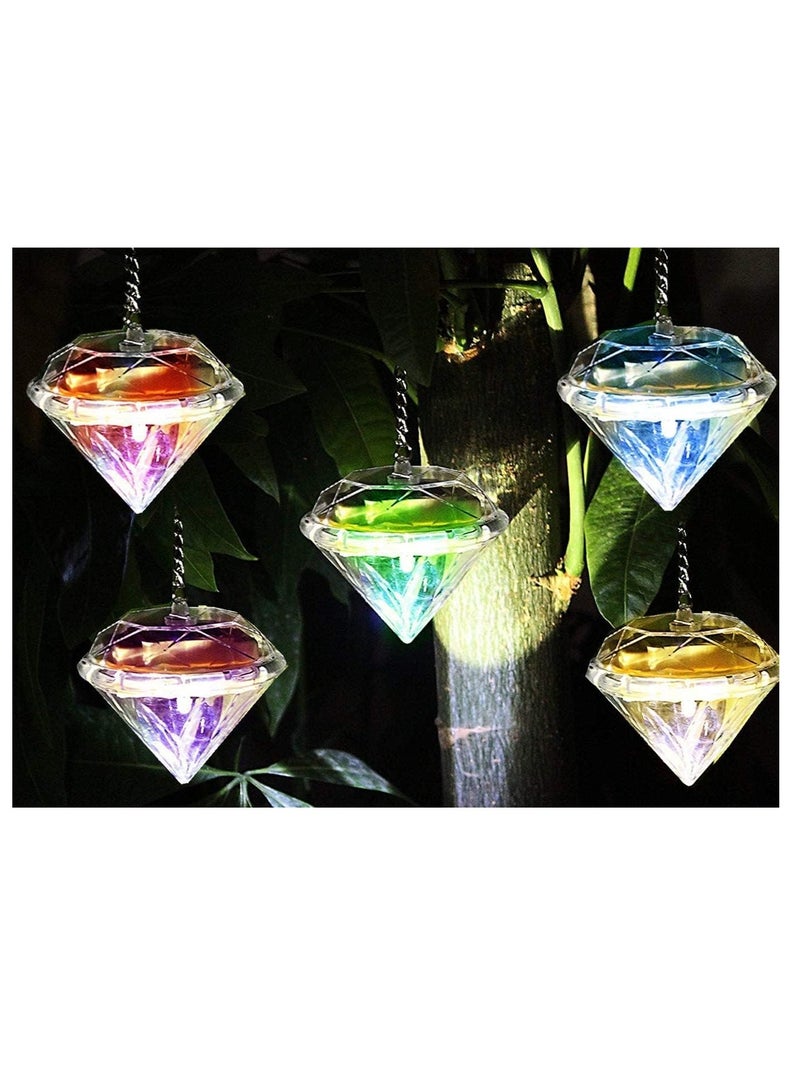 Barakah Solar Garden Lights Solar Diamond Hanging Lights 5 Pack RGB 7 Color Changing LED Decorative Lamps for Patio Garden Tree Walkway Lawn Yard Fence Deck Energy Class A - Image 3