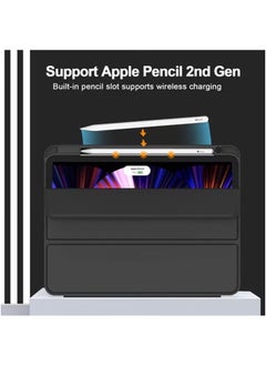 LCYLJGY Cover Case For iPad Pro 11 Inch Case 2022/2021/2010/2018 Gen with Pencil Holder,Smart iPad Case Support Touch ID and Auto Wake/Sleep with Auto 2nd Gen Pencil Charging Black  - Image 3