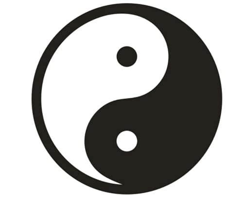 CUSHYSTORE 2.5" Yin Yang Chinese Tao Taoist Spiritual Black Decal Sticker Fengshui for Car Helmet Phone Laptop, 2 Packs - Image 1