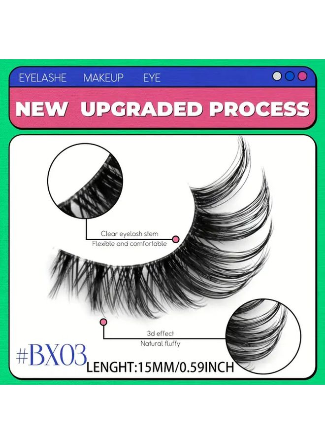 GROINNEYA Faux Mink Eyelashes 5 Pairs Natural Look Strip Lashes 13-21mm Volume Curl - Image 4