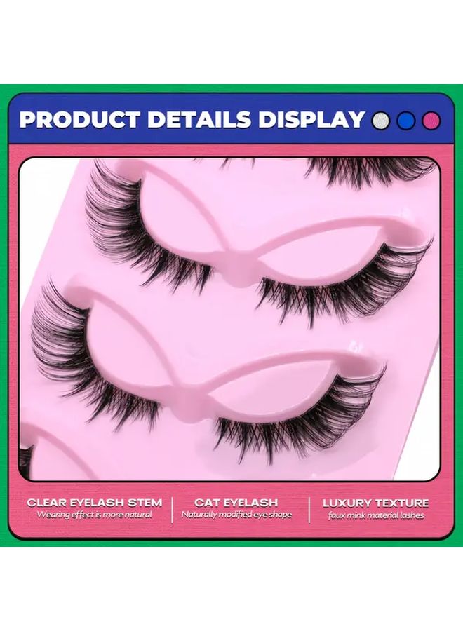 GROINNEYA Faux Mink Eyelashes 5 Pairs Natural Look Strip Lashes 13-21mm Volume Curl - Image 5