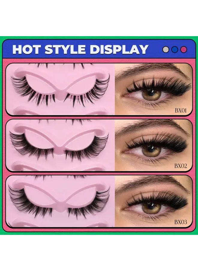 GROINNEYA Faux Mink Eyelashes 5 Pairs Natural Look Strip Lashes 13-21mm Volume Curl - Image 3