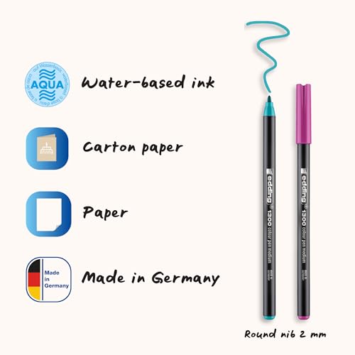 edding 1300 colour pen medium - multi-coloured - 10 pens - round nib 2 mm - felt pens for drawing and writing - felt pens for school, mandalas, bullet journals - Image 2