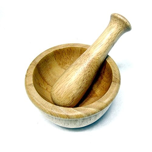YOUNG & DANGEROUS New Mini Wooden Mortar & Pestle Grinding Bowl Set Garlic Crush Pot Kitchen Tool - Image 1