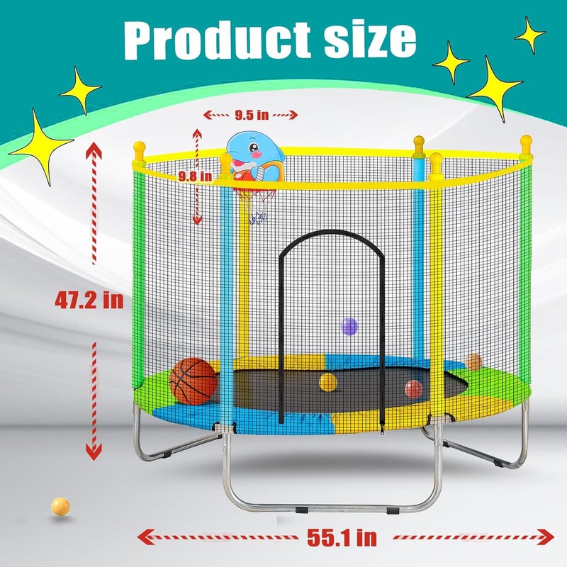 Juoe Trampoline for Kids with Basketball Hoop and Ball，50" Toddler Mini Trampoline ，Toddler Trampoline for Kids Up to 440 Ibs,Gifts for Ages 3 Years and UP Indoor or Outdoor Play - Image 2