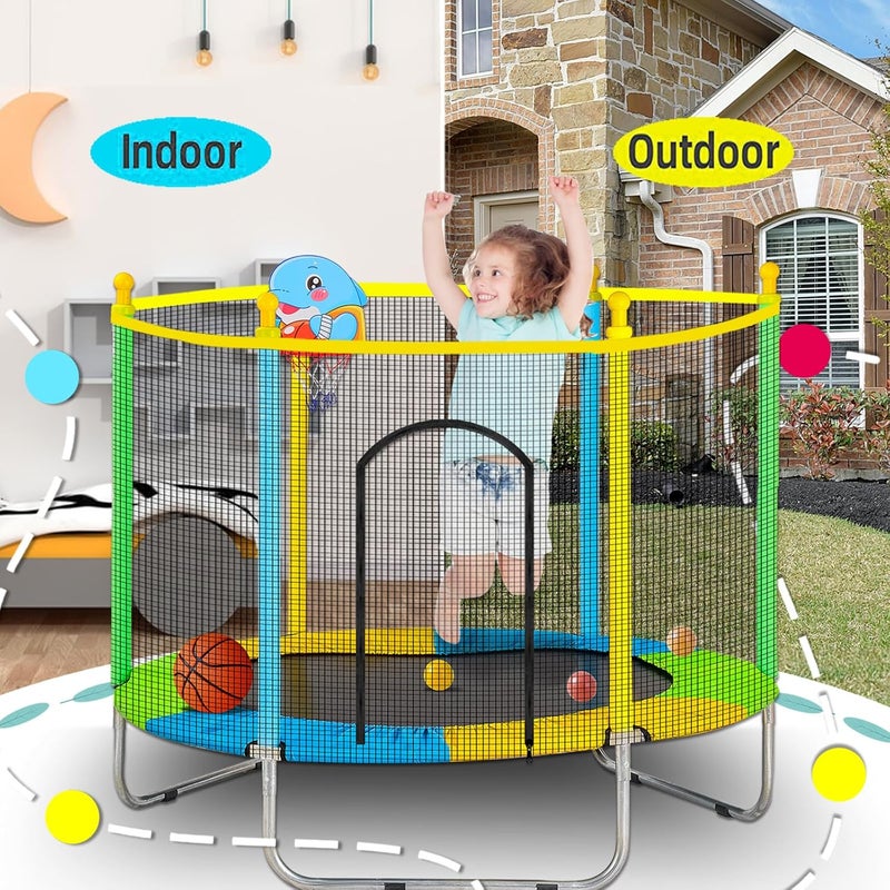 Juoe Trampoline for Kids with Basketball Hoop and Ball，50" Toddler Mini Trampoline ，Toddler Trampoline for Kids Up to 440 Ibs,Gifts for Ages 3 Years and UP Indoor or Outdoor Play - Image 5
