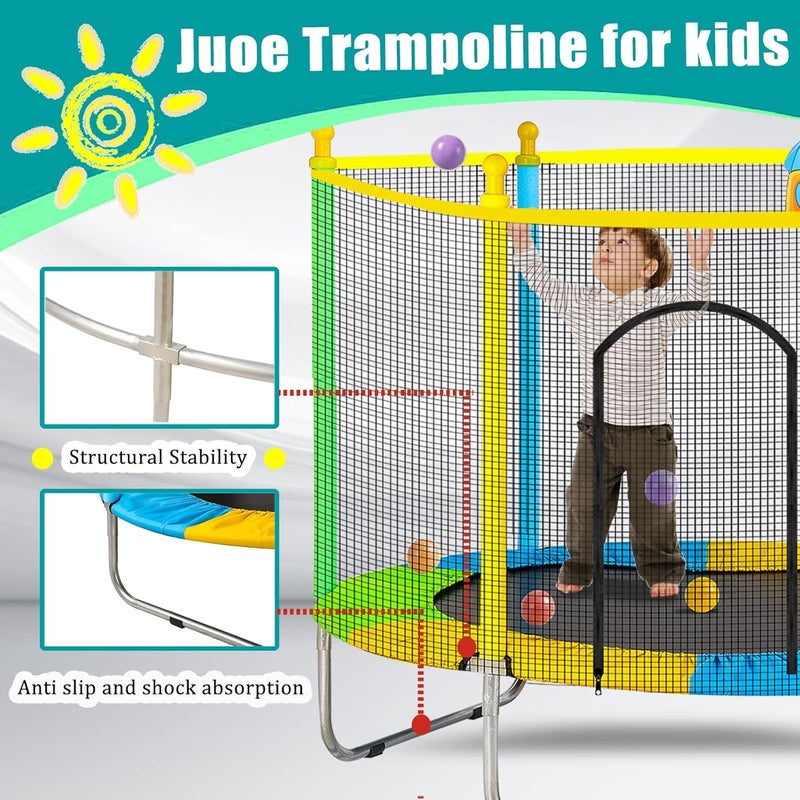 Juoe Trampoline for Kids with Basketball Hoop and Ball，50" Toddler Mini Trampoline ，Toddler Trampoline for Kids Up to 440 Ibs,Gifts for Ages 3 Years and UP Indoor or Outdoor Play - Image 3
