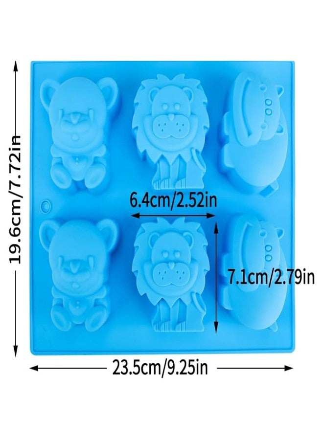 Legacycart 6 Cavity Animal Lion Bear Hippopotamus 110GM Soap Molds, Large Jello 3D Silicone Chocolate Cupcake Candy Cookie Baking Clay DIY Resin Pudding Candle Mould Decoration Handmade Craft - Image 2