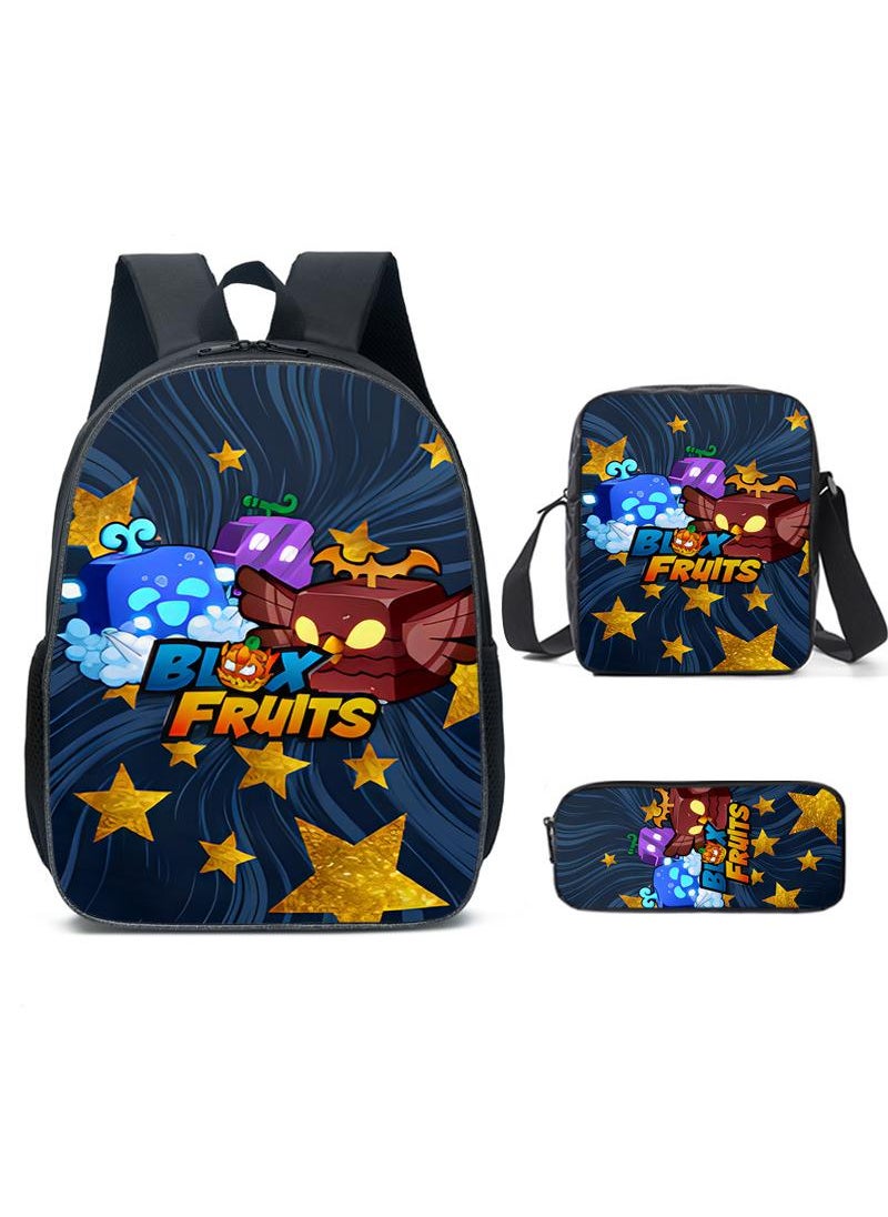 Generic - 3 pcs set ROBLOX blox fruits Children Backpack Daypack Schoolbag Girls Boys School Book bag with Lunch Box Pen Case - Image 1