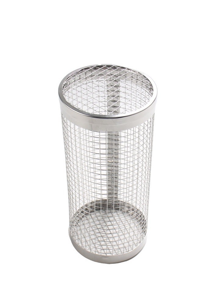 BBQ Grill Cage, Easy To Clean Rounded Stainless Steel Portable High Strength Barbecue Basket with Hook and Fork for Camping (30cm)  - Image 1