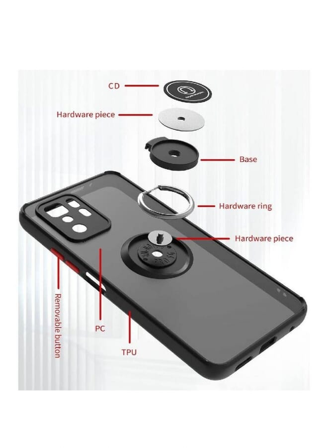 Matte Case Cover With 360 Degree Rotate Metal Magnetic Ring Kickstand For Xiaomi Poco X3 Gt Black