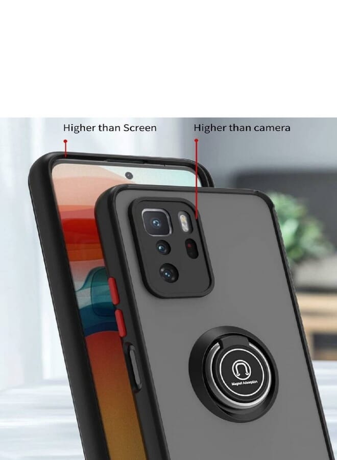 Matte Case Cover With 360 Degree Rotate Metal Magnetic Ring Kickstand For Xiaomi Poco X3 Gt Black