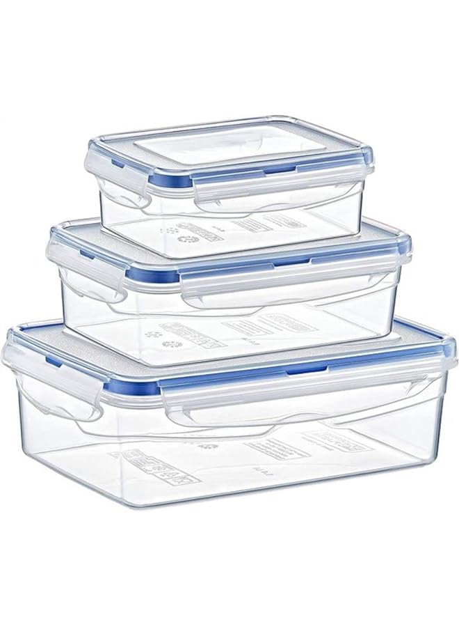 Both 3 Locknlock Airtight Food Storage Container Reusable Bpa Free Rectangular Food Container With Leak Proof Locking Lid For Lunch Box & Kitchen Pantry Storage Organizer - Image 1