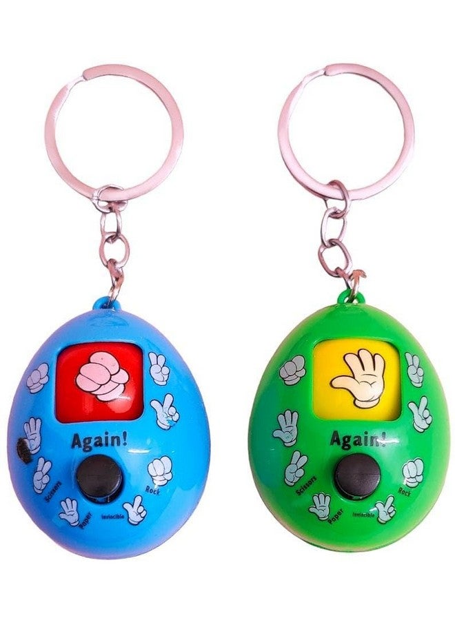 AMANVANI 3D Cute Keychain Mini Toy With KeyRing Chain Egg Shape Keychain for Kids, Kids' Birthday Gifts, Paper Scissor Game Key Chain (2pcs) - Image 1