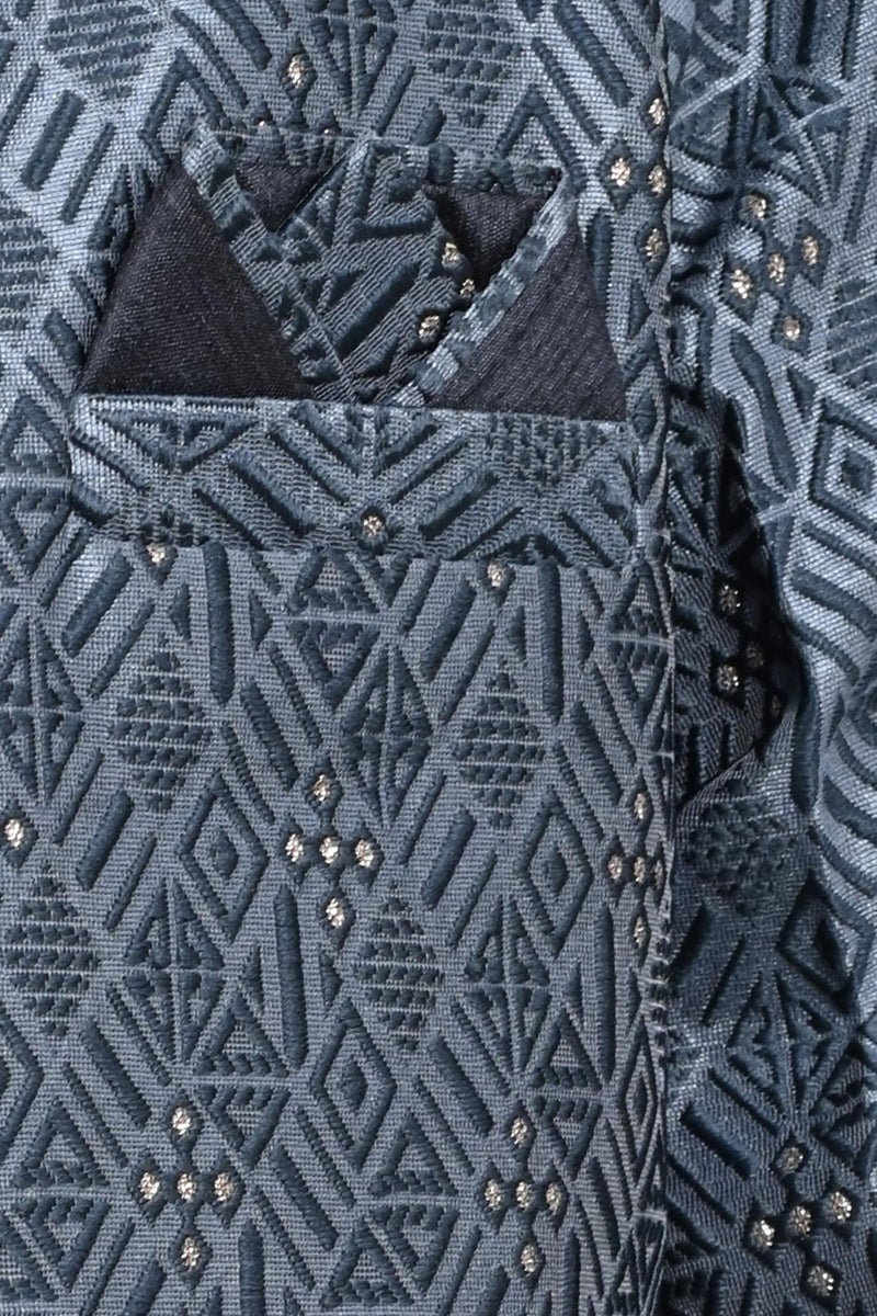 AHHAAAA Kids Sequin Embedded Indo-Western Kurta, Pajama and Waistcoat|3-Piece Ethnic Set with Maala For Boys |Grey 2-3 Years| - Image 5