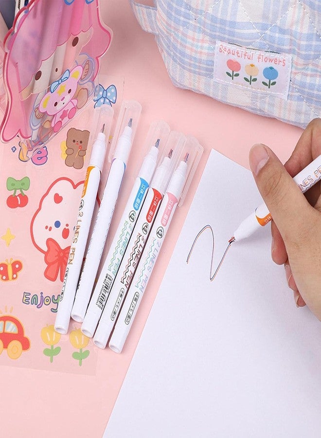PAXCOO Double Marker Line Pens,Two Liner Gel Pen Outline Multi Color Ink Roller Drawing Scrap booking Card Note Art,3d Writing Pen,Craft Creative Journal Hand Planner Home Office School(6 Pack) - Image 3