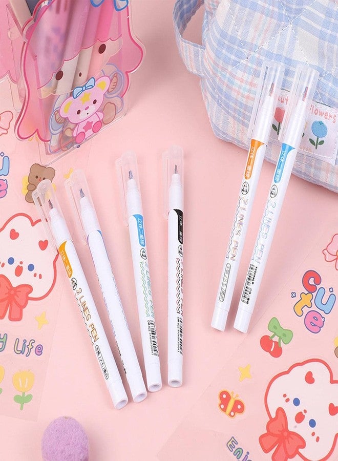 PAXCOO Double Marker Line Pens,Two Liner Gel Pen Outline Multi Color Ink Roller Drawing Scrap booking Card Note Art,3d Writing Pen,Craft Creative Journal Hand Planner Home Office School(6 Pack) - Image 4