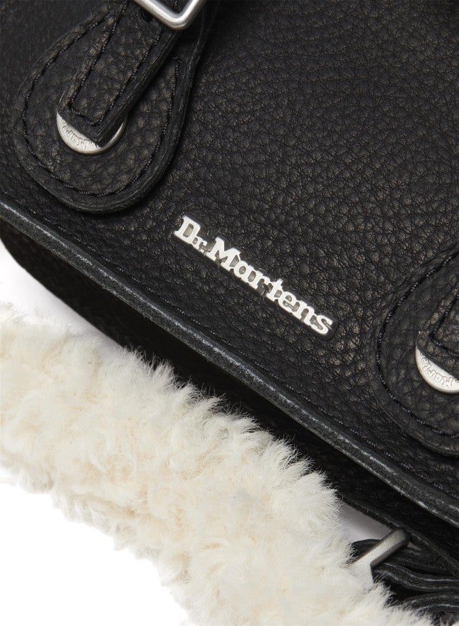 Dr. Martens 7" Leather Satchel Bag, Black Ambassador+Natural Deluxe Borg - Image 2