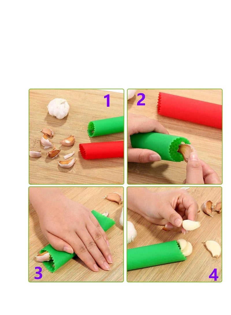 CARE AND SMILE Care and smile 2 Set Peeler Silicone Easy Roll Tube Useful Garlic Odorfree Kitchen Tool Yellow and Green  - Image 2