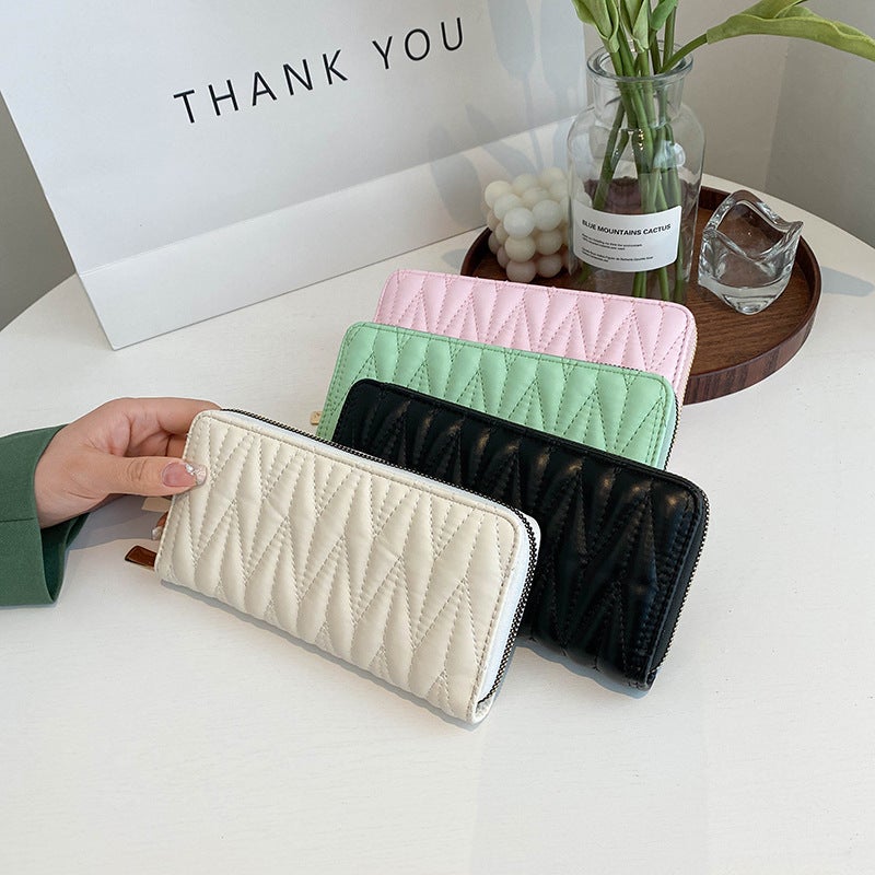 Multifunctional Solid Color PU Leather Wallet, RFID Blocking Design Portable Daily Storage Purse for Cards Cash Coin Business Use - Image 1