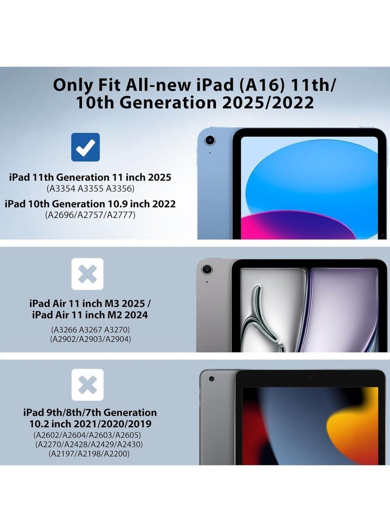 LEDIN Protective Case for iPad (A16) 11th Generation 11 Inch 2025, iPad 10th Generation Case 10.9 Inch 2022 – Clear Back Slim Stand Cover with Pencil Slot, Auto Wake/Sleep(Blue) - Image 2
