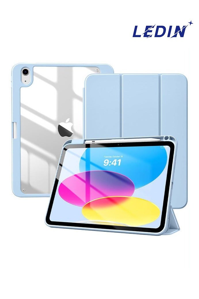 LEDIN Protective Case for iPad (A16) 11th Generation 11 Inch 2025, iPad 10th Generation Case 10.9 Inch 2022 – Clear Back Slim Stand Cover with Pencil Slot, Auto Wake/Sleep(Blue) - Image 1