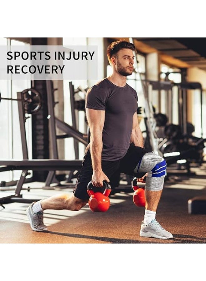 دعامة الركبة الضاغطة المتميزة مع وسائد السيليكون – مشد احترافي لدعم الركبة وتخفيف الآلام – لون رمادي (قطعة واحدة) – مثالية للجري، كرة السلة، الجيم ورفع الأثقال - Image 4