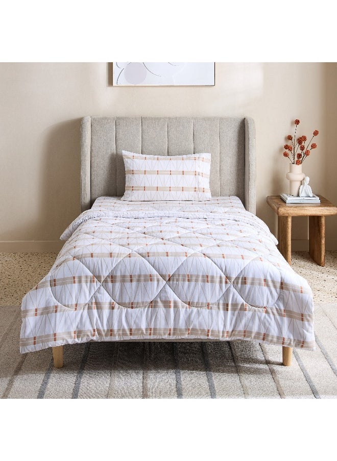 Home Box Malta Lattice 2-Piece Printed Cotton Twin Comforter Set - 160x220 cm  - Image 3