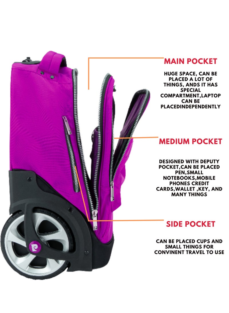 pierre cardin - 3 Piece Kids School Trolley Bag laptop compartment Big Wheels With Lunch bag & Pencil Case - Image 1