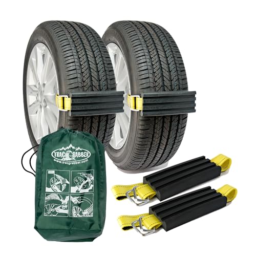 TRACGRABBER Tire Traction Device for Cars & Small SUVs, Set of 2 - Made in the USA, Anti Skid Emergency Tire Straps to Get Unstuck from Snow, Mud, & Sand - Snow Traction Mat or Tire Chain Alternative - Image 1