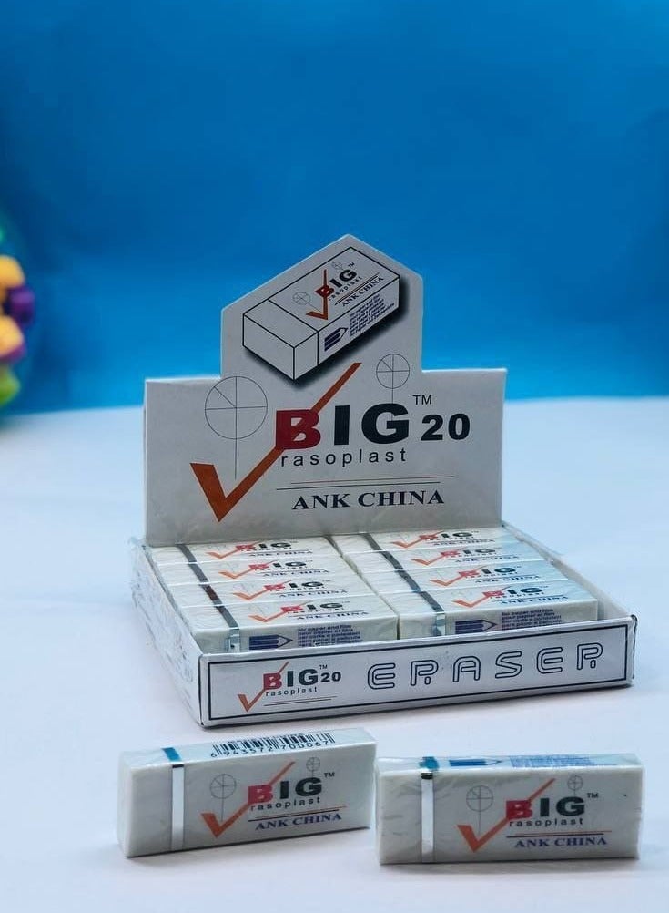 بيغ علبة الاستيكة BIG المستوردة   الاستيكة الكبيرة البيضاء العلبة: ٢٠ قطعة ممحاه  - Image 1