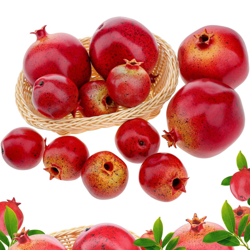 Woration زخرفة الرمان الاصطناعي الواقعي 12 قطعة - Image 1