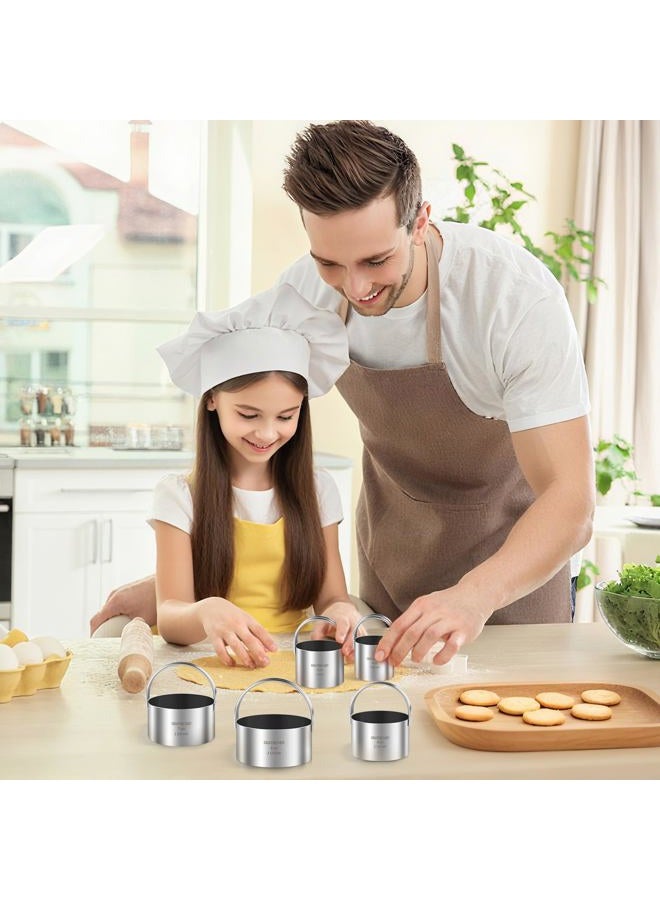 Gratriched 5 Pcs Professional Stainless Steel Cookie Cutters Set - Round Biscuit Cutter with Handle, Used for Making Cake, Fried Egg, Dumpling, Doughnut - Essential Baking Tools for Dough Preparation - Image 2