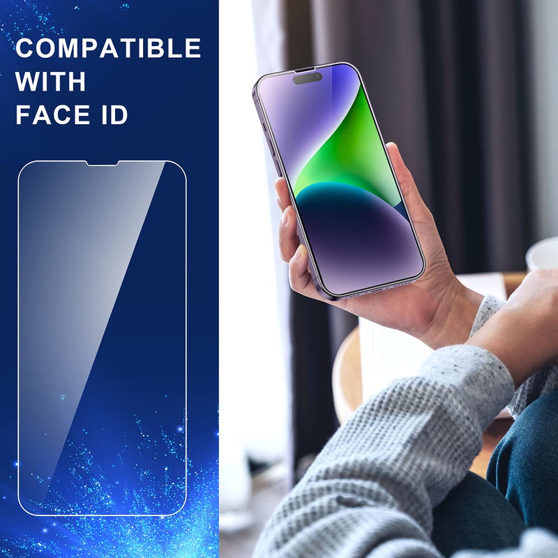 ImpactStrong 3-Pack Shatterproof Tempered Glass Screen Protector for iPhone 14 Pro [Easy Installation Frame] [Bubble Free] [9H Hardness] [Full Coverage] Case Friendly, 6.1 Inch - Image 5