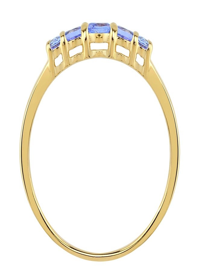 Silvershake 5-Stone Extra Petite Round Shape Genuine Violet Tanzanite 18K Yellow Gold Plated 925 Sterling Silver Minimalist Stackable Ring December Gemstone Birthstone Jewelry for Women or Teens, 7, - Image 4