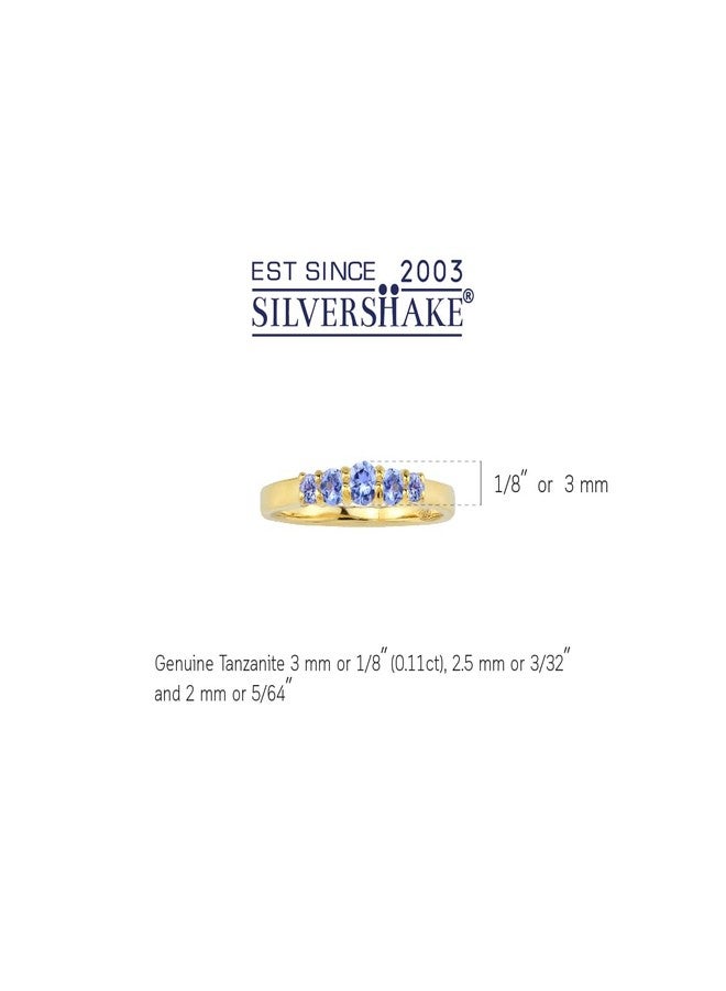 Silvershake 5-Stone Extra Petite Round Shape Genuine Violet Tanzanite 18K Yellow Gold Plated 925 Sterling Silver Minimalist Stackable Ring December Gemstone Birthstone Jewelry for Women or Teens, 7, - Image 3