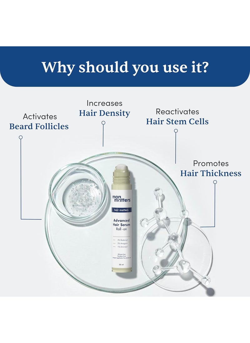 Man Matters Man Matters Advanced Hair Growth Serum Roll On For HairBeardWith 3 Redensyl2 Anagain1 AminexilRosemary Leaf Extract Reactivates Hair CellsActivates Beard Follicles25Ml50 Grams  - Image 2