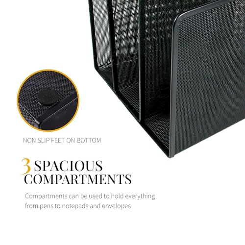 Artistic Contemporary Mesh Metal Desktop File Sorter for Neat and Organized Surfaces in Office, School, and Home, Black - Image 5