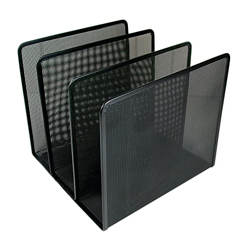 Artistic Contemporary Mesh Metal Desktop File Sorter for Neat and Organized Surfaces in Office, School, and Home, Black - Image 1