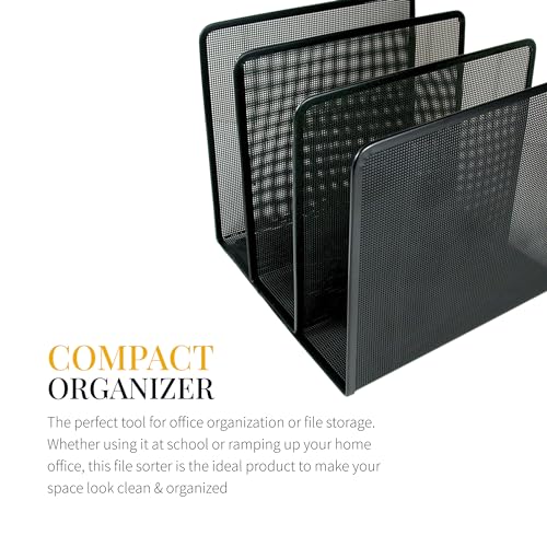 Artistic Contemporary Mesh Metal Desktop File Sorter for Neat and Organized Surfaces in Office, School, and Home, Black - Image 4