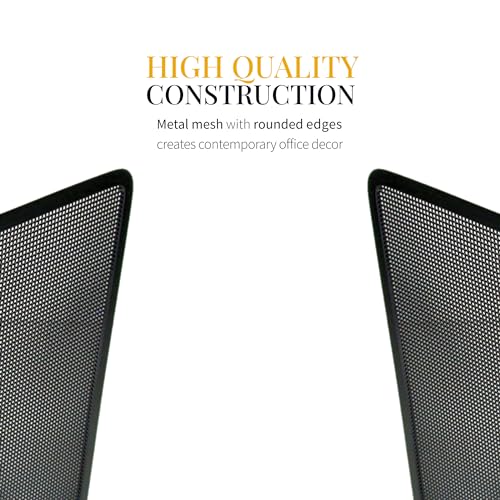 Artistic Contemporary Mesh Metal Desktop File Sorter for Neat and Organized Surfaces in Office, School, and Home, Black - Image 3