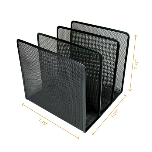 Artistic Contemporary Mesh Metal Desktop File Sorter for Neat and Organized Surfaces in Office, School, and Home, Black - Image 2