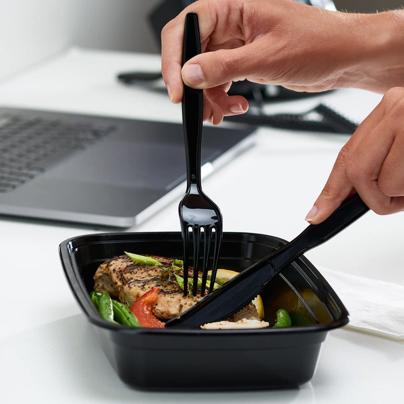 Comfy Package [100 Pack] Basic Black Plastic Forks  Heavy Duty Disposable Utensils - Perfect for Parties  Events  and Catering - Image 5