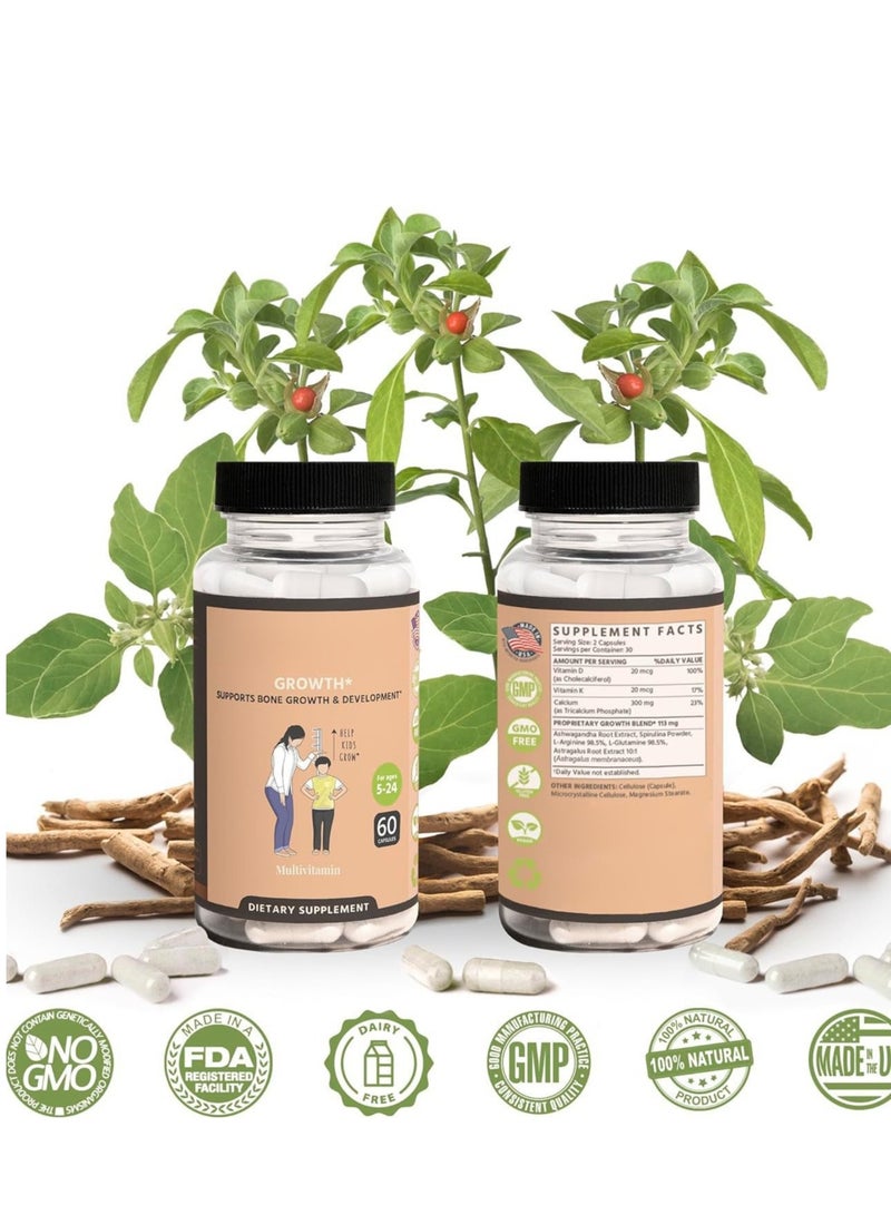 Multivitamin Height capsule - Height Growth Maximizer - Natural Height Growth for Kids, Teens, u0026 Young Adults - Keto with Ashwaganda u0026 Nanometer Calcium - Peak Height, Height Booster, Height Increase, Ages 5+ - Image 4