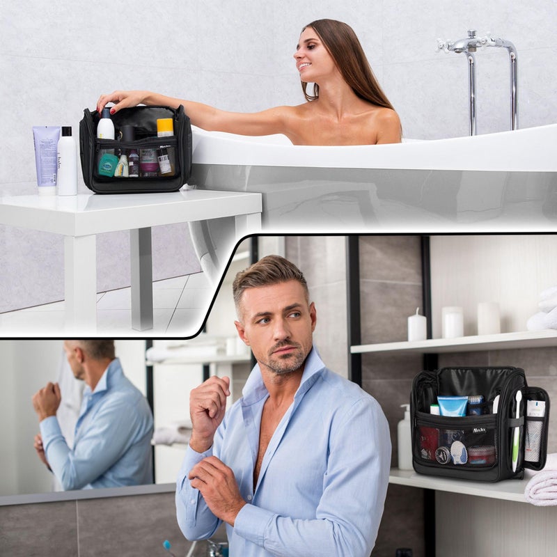 AvaJex Travel Toiletry Bag for Men and Women - (10.6â€x10.6â€x3.2â€) Large Hanging Toiletry Organizer - Waterproof Hygiene Bag with Metal XXL Swivel Hook, with Sturdy Zippers and 19 Compartments for Toiletries - Image 3