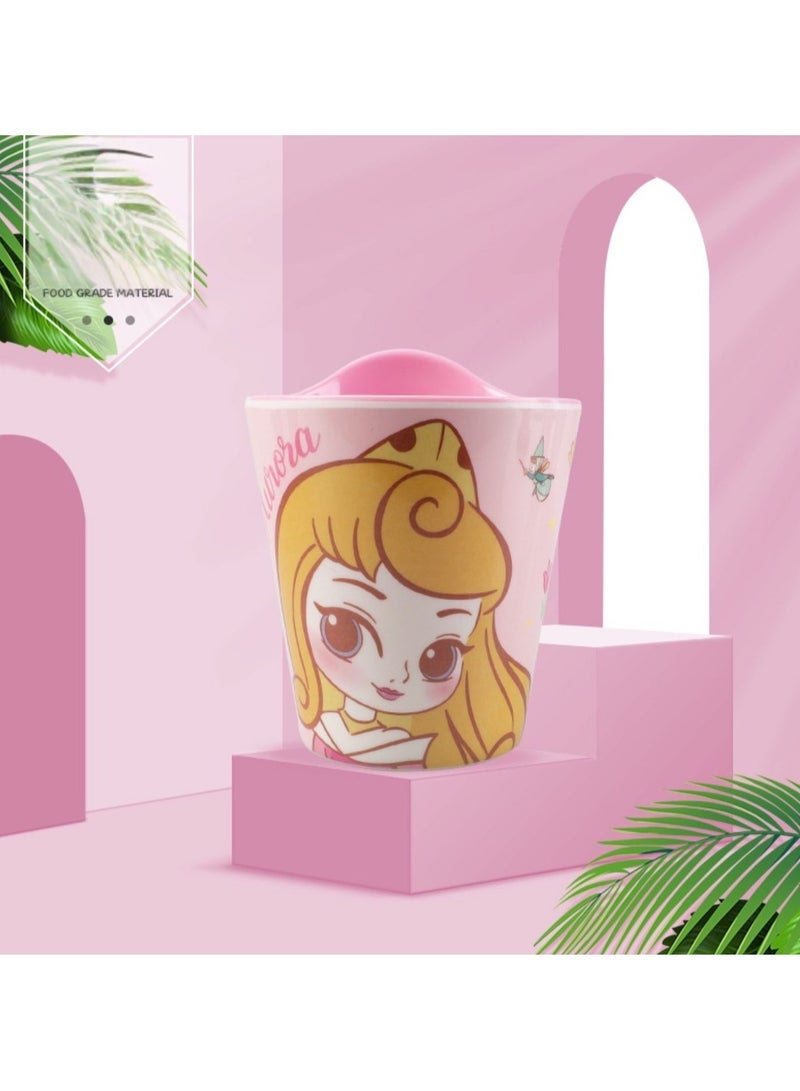 Disney Princess Aurora Kids Cup – Food Grade Plastic Drinking Tumbler for Girls, Lightweight & Durable Cartoon Cup (Pink/Yellow) - Image 4