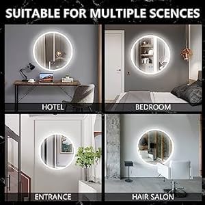 LUPPRA Round 24x24 Inch WallMounted LED Mirror with Smart Sensor and 3Color Light Warm White Natural Mirror Light Wash Basin Wall Mirror Fancy Washbasin MirrorSmart LED Design - Image 5