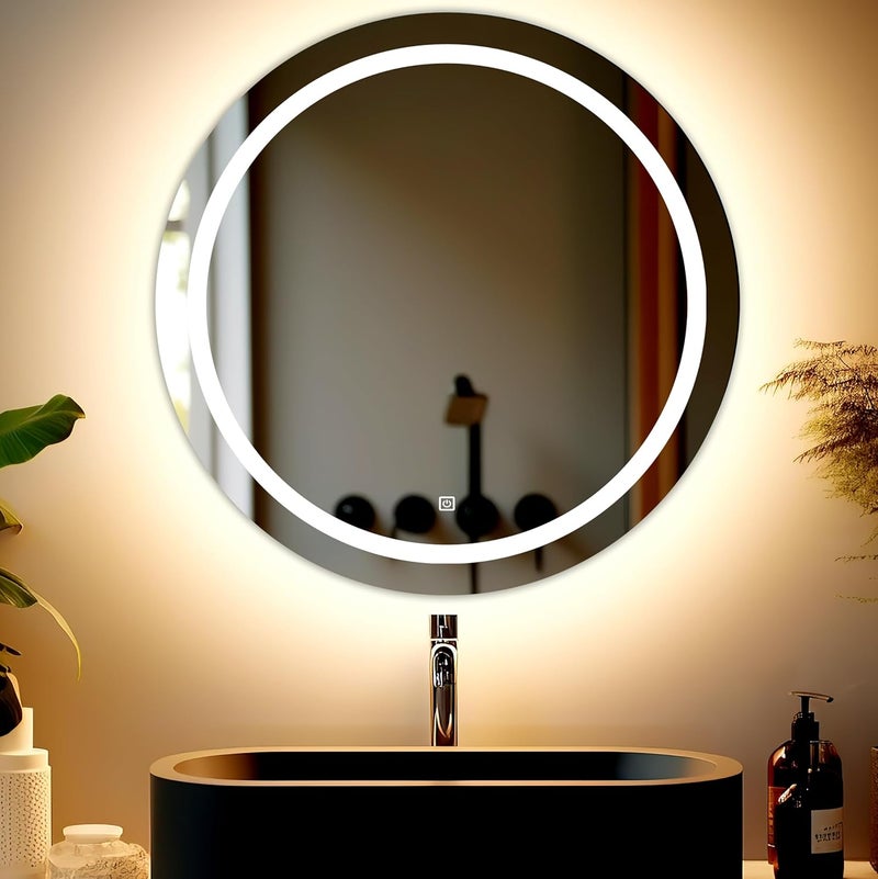 LUPPRA Round 24x24 Inch WallMounted LED Mirror with Smart Sensor and 3Color Light Warm White Natural Mirror Light Wash Basin Wall Mirror Fancy Washbasin MirrorSmart LED Design - Image 3
