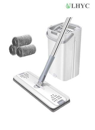 Hands-Free Flat Floor Mop And Bucket Set For Home Floor Cleaning With Washable Microfiber Pad - view 2